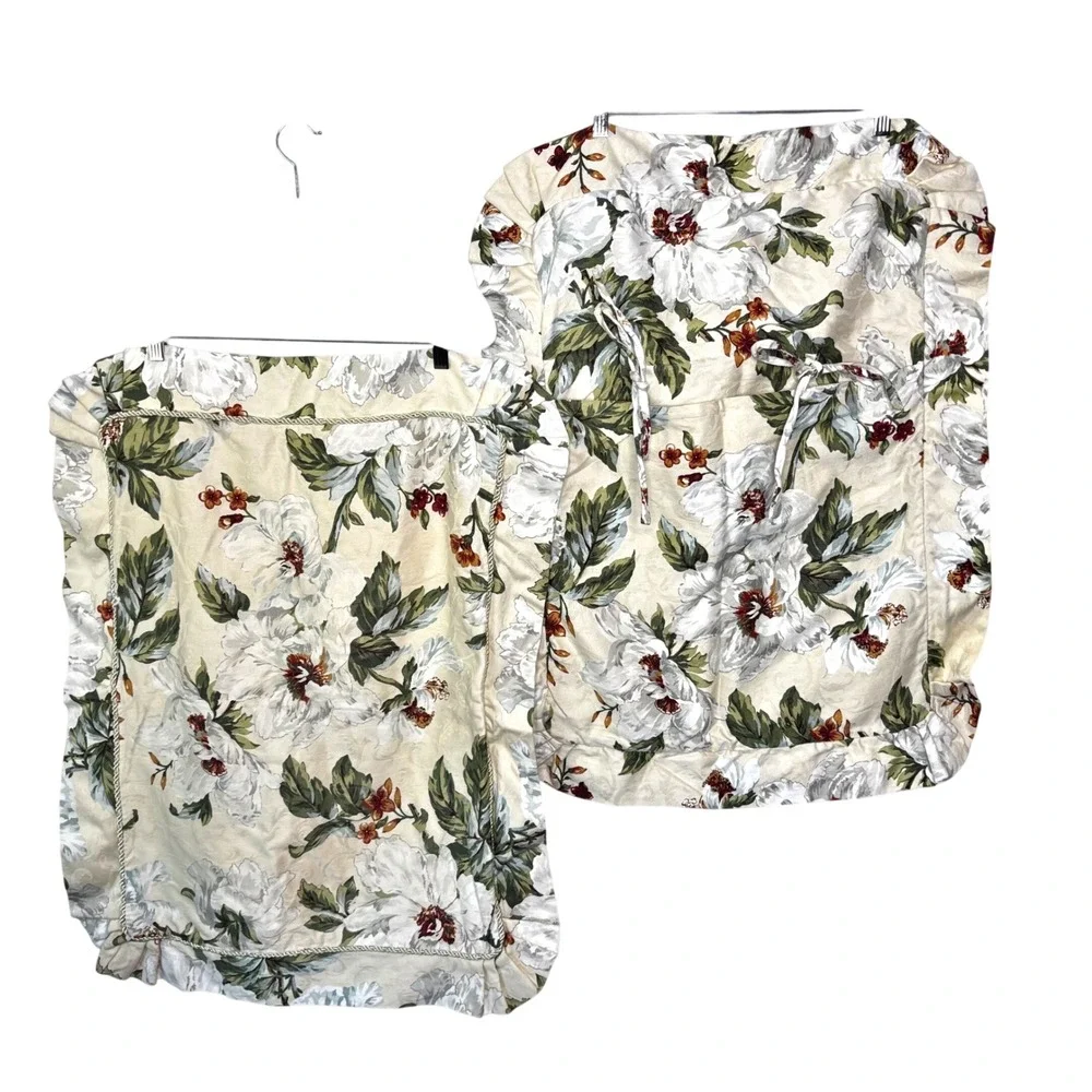 Waverly Garden Room Floral Pillow Shams Cotton Ruffle‎ Cord Edge 20x26 Set of 2